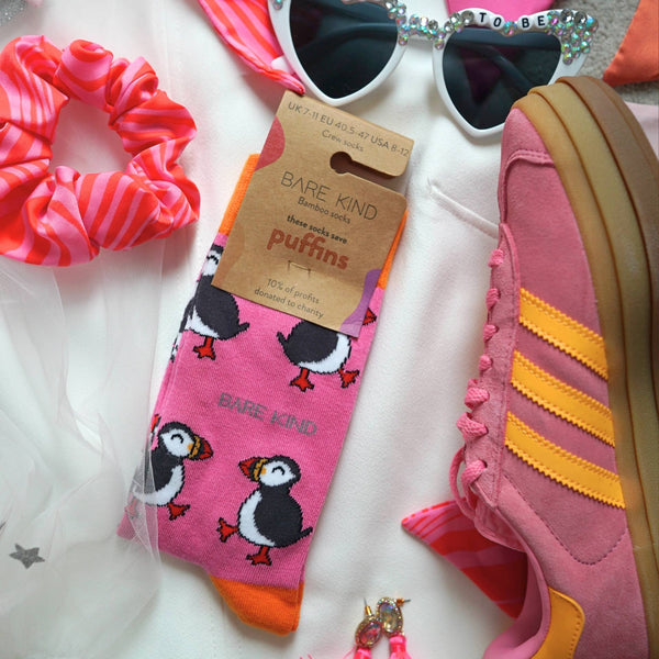 Bare Kind Socks - Puffin Socks | Bamboo Socks | Pink Socks | Atlantic Socks