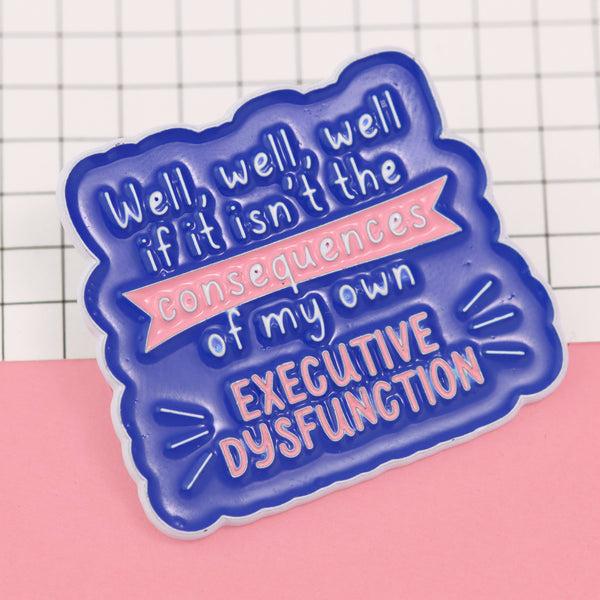 Fluffmallow - Executive dysfunction neurodivergence enamel pin: Without cello bags