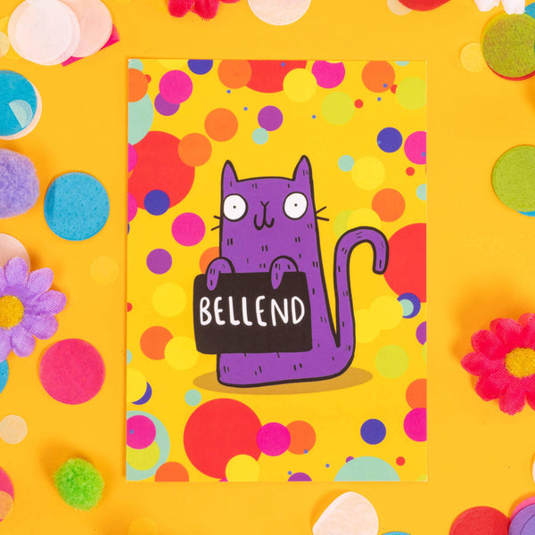 Katie Abey - Bellend Funny Cat Rude Postcard