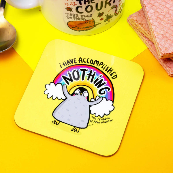 Katie Abey - Penguin of Procrastination Coasters