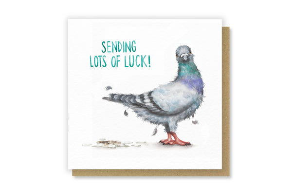 Citrus Bunn - Lucky - Funny Pigeon Pun Watercolour Greetings Card