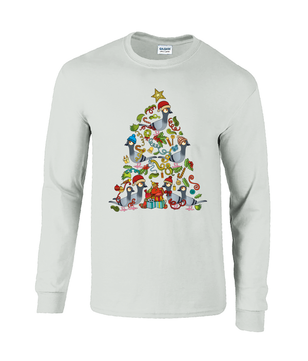 Christmas Tree Pigeons Long Sleeve Adults unisex T-shirt