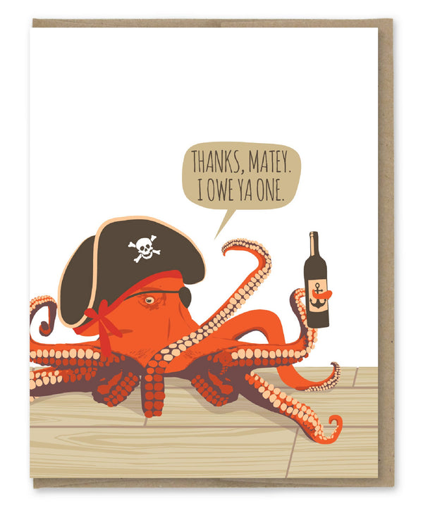 Modern Printed Matter - Thanks Matey Ocotopus Card