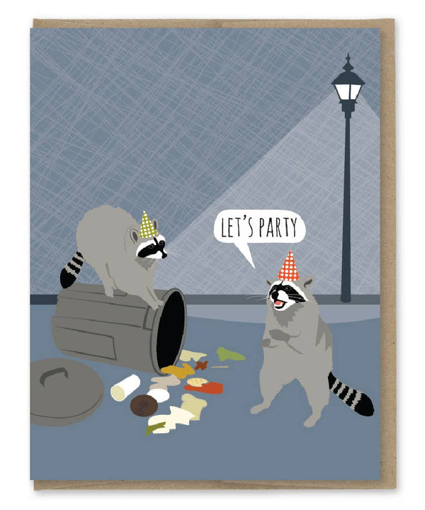 Modern Printed Matter - Raccoon Party Birthday Card