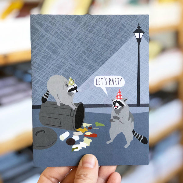 Modern Printed Matter - Raccoon Party Birthday Card