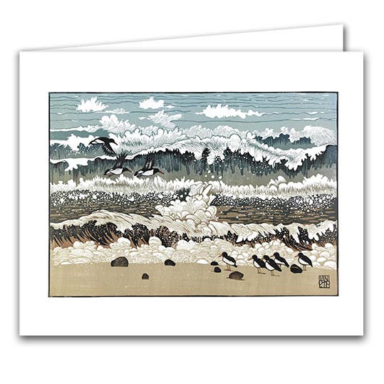 Silver Birch Cards - Blank Greeting Card - 'Oystercatcher Waits'
