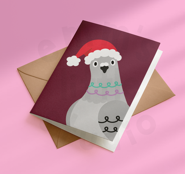 Emm's Little Studio - Santa Pigeon Christmas Card