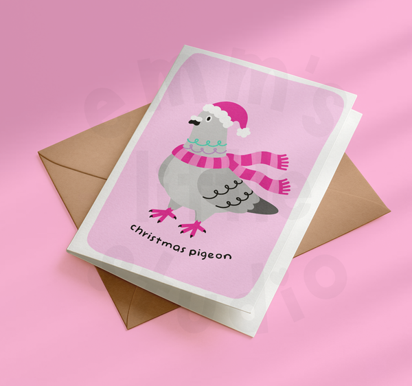 Emm's Little Studio - Christmas Pigeon Christmas Card