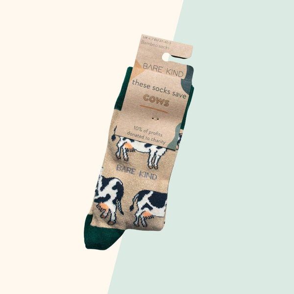 Bare Kind Socks - Cow Socks | Bamboo Socks | Beige Socks | Farm Socks