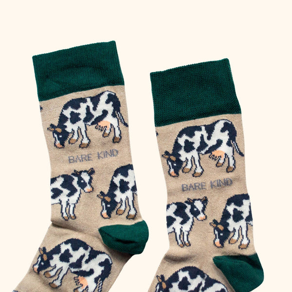 Bare Kind Socks - Cow Socks | Bamboo Socks | Beige Socks | Farm Socks