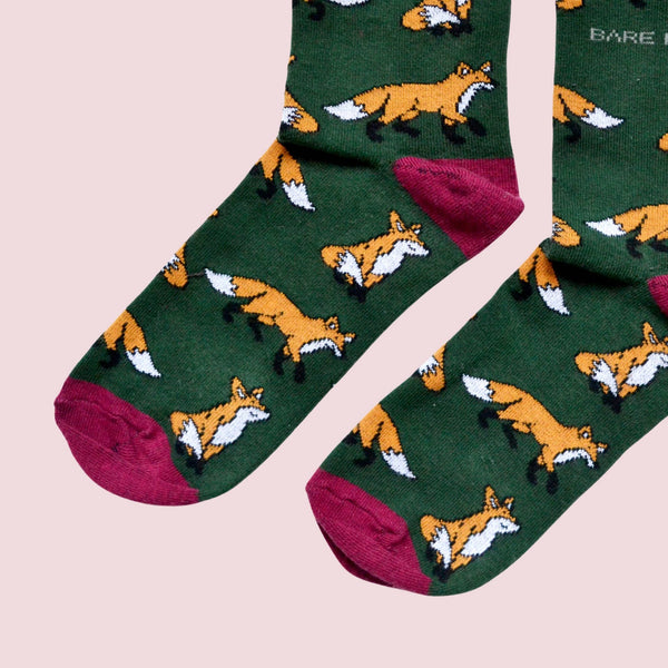 Bare Kind Socks - Fox Socks | Bamboo Socks | Green Socks | Cheeky Socks