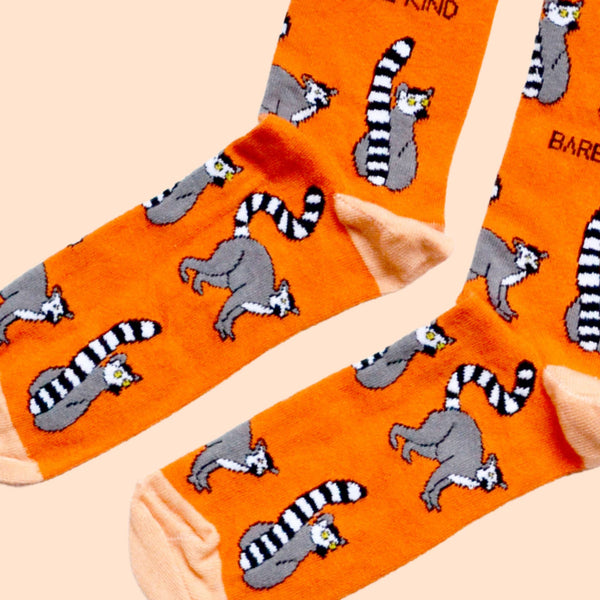 Bare Kind Socks - Lemur Socks | Bamboo Socks | Orange Socks | Funky Socks