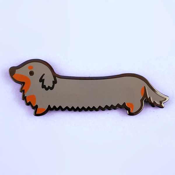 Flea Circus - Weenie Dog Pin - Long Coat Bicolor Blue/Tan