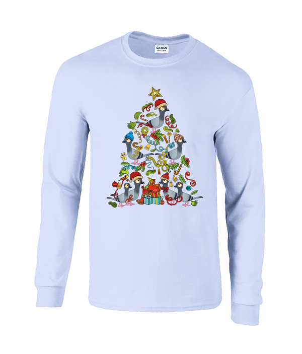 Christmas Tree Pigeons Long Sleeve Adults unisex T-shirt