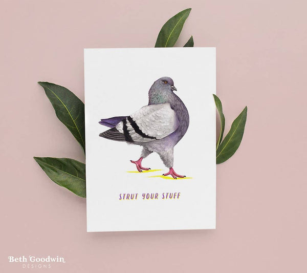Beth Goodwin Designs - Pigeon Birthday Card  | Funny Cute Greetings Card