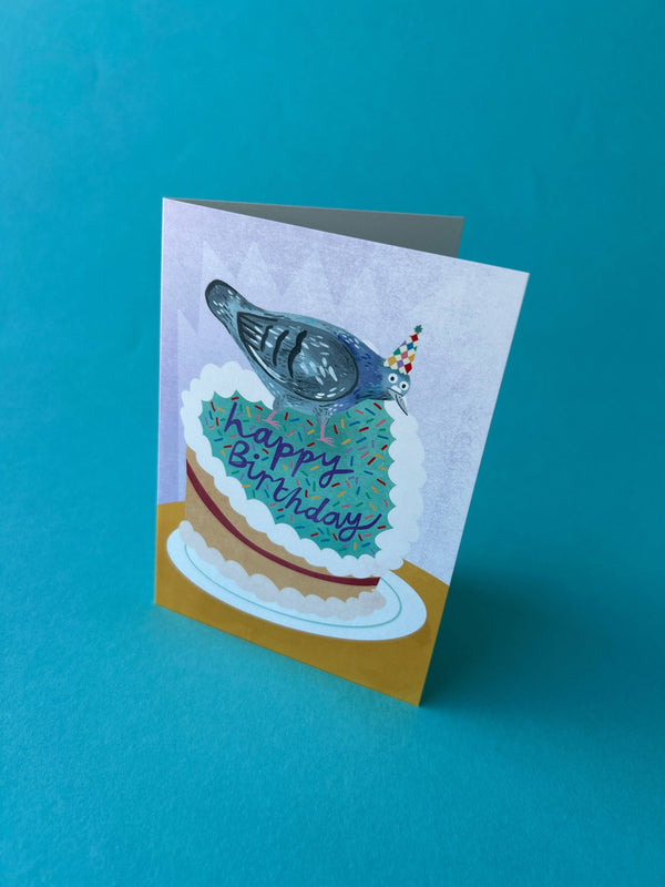 Fernandes Makes - Pigeon Birthday Cake Greeting Card