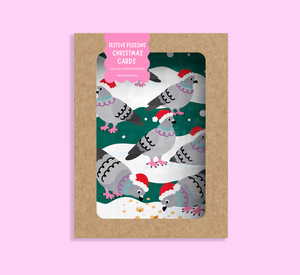 Emm's Little Studio - Festive Pigeons Boxed Christmas Cards