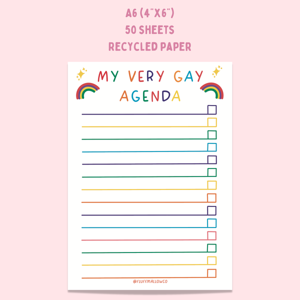 Fluffmallow - A6 Gay agenda notepad (4"x6")
