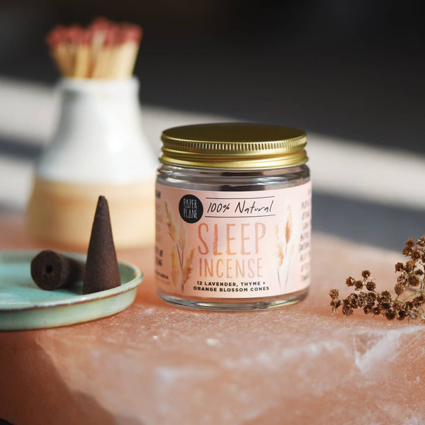 Paper Plane - Sleep Incense Jar of Incense Cones - plant based, vegan