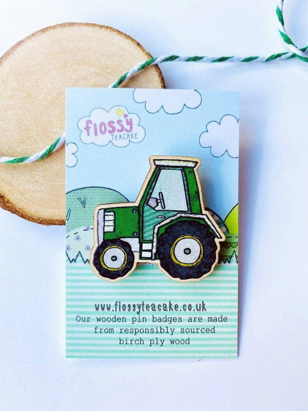 Flossy Teacake - Tractor Wooden Pin Badge