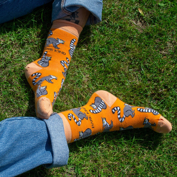 Bare Kind Socks - Lemur Socks | Bamboo Socks | Orange Socks | Funky Socks