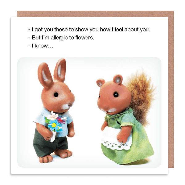 Whale & Bird - Allergic To Flowers Greeting Card
