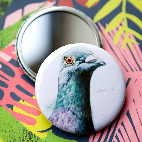 Kate Moby - Inky Pigeon Pocket Compact Mirror