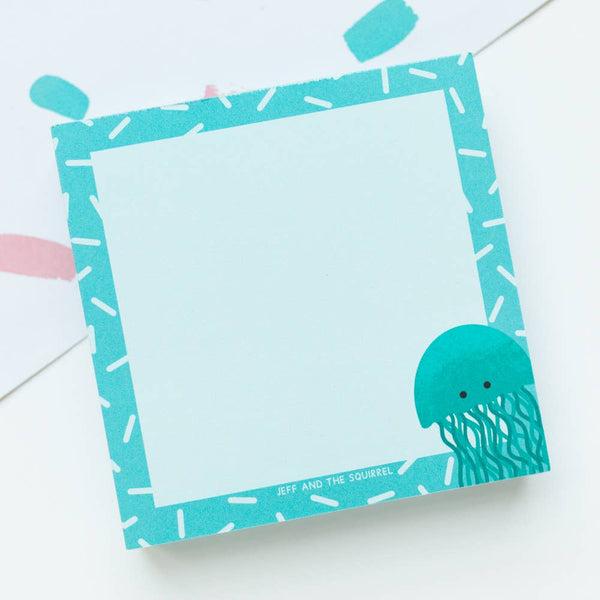 Jeff and the Squirrel - Jellyfish Ocean Memo Pad Block | Colourful Stationery