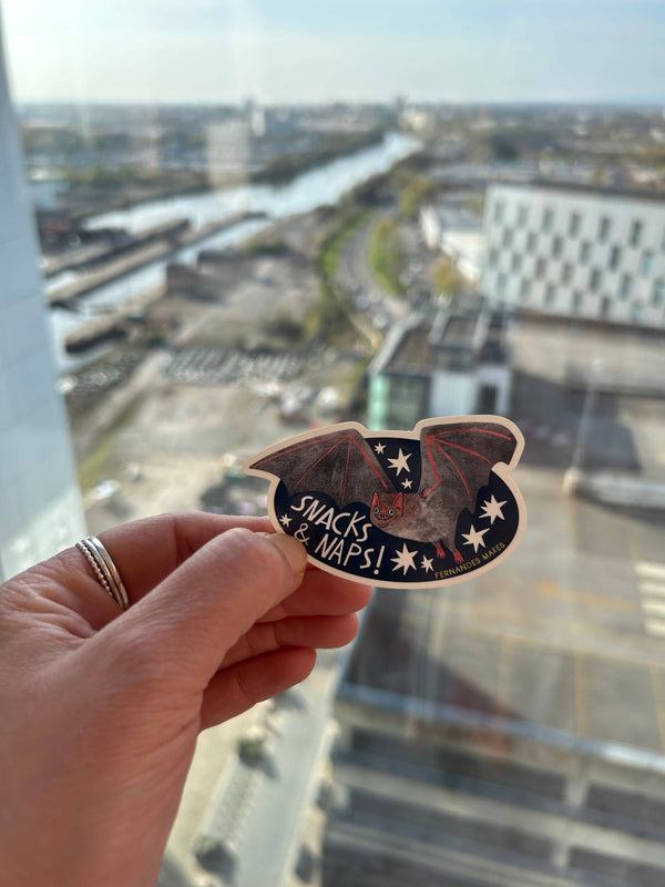 Fernandes Makes - Snacks & Naps Bat Vinyl Sticker