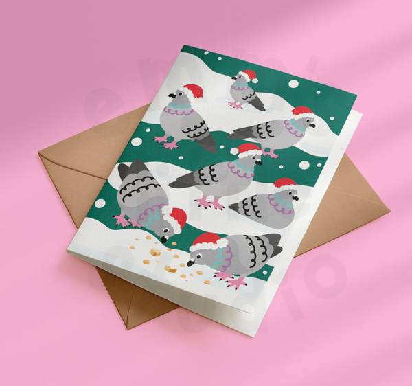 Emm's Little Studio - Pigeon Flock Christmas Card