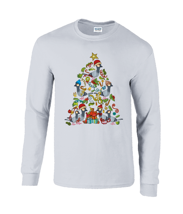 Christmas Tree Pigeons Long Sleeve Adults unisex T-shirt