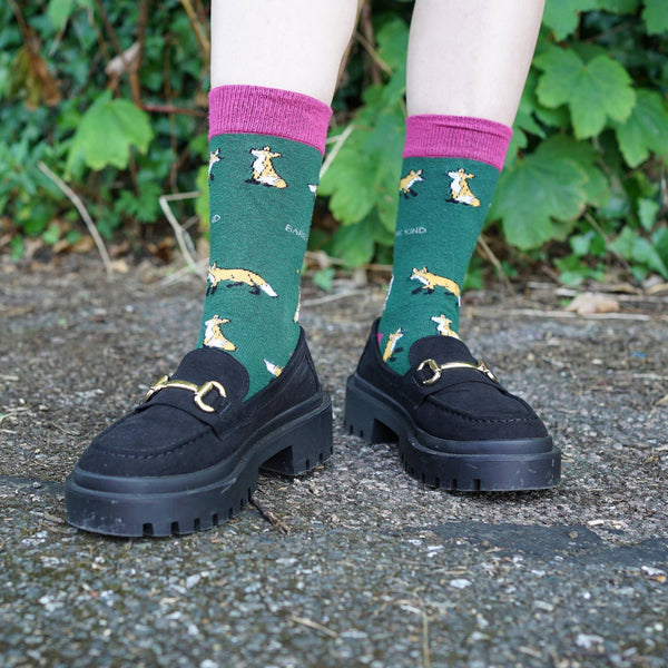 Bare Kind Socks - Fox Socks | Bamboo Socks | Green Socks | Cheeky Socks