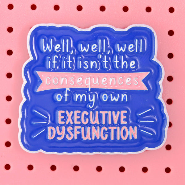 Fluffmallow - Executive dysfunction neurodivergence enamel pin: Without cello bags