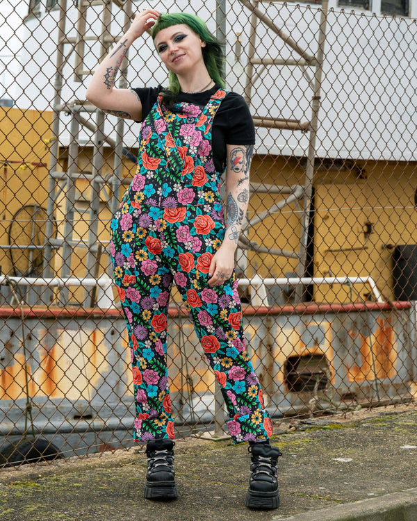 Rebel Romance - Rebel Romance Tattoo Floral Stretch Dungarees 