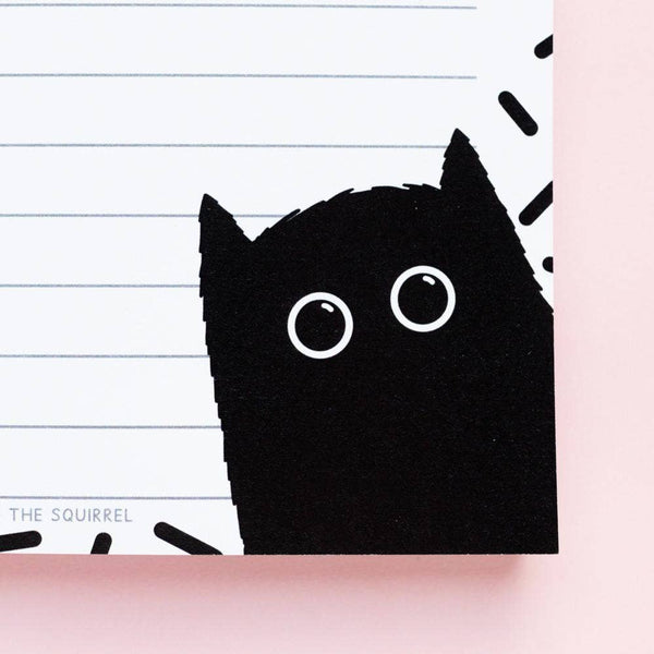 Jeff and the Squirrel - Black Cat Lined A6 Notepad | Recycled Stationery