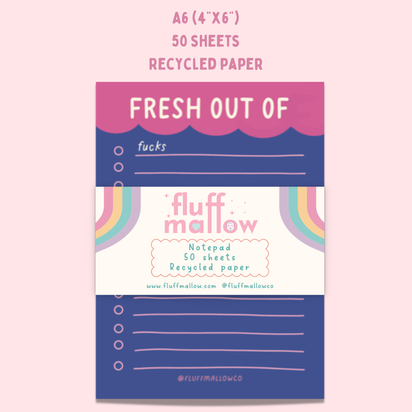 Fluffmallow - A6 fresh out of funny grocery checklist notepad (4"x6")