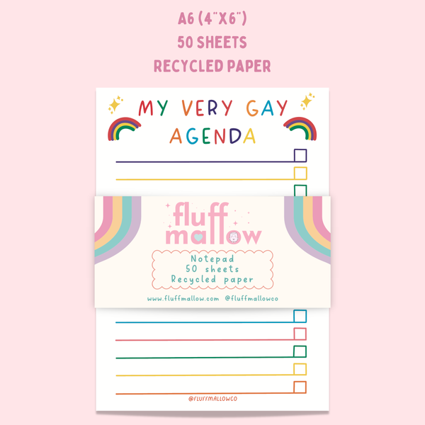 Fluffmallow - A6 Gay agenda notepad (4"x6")