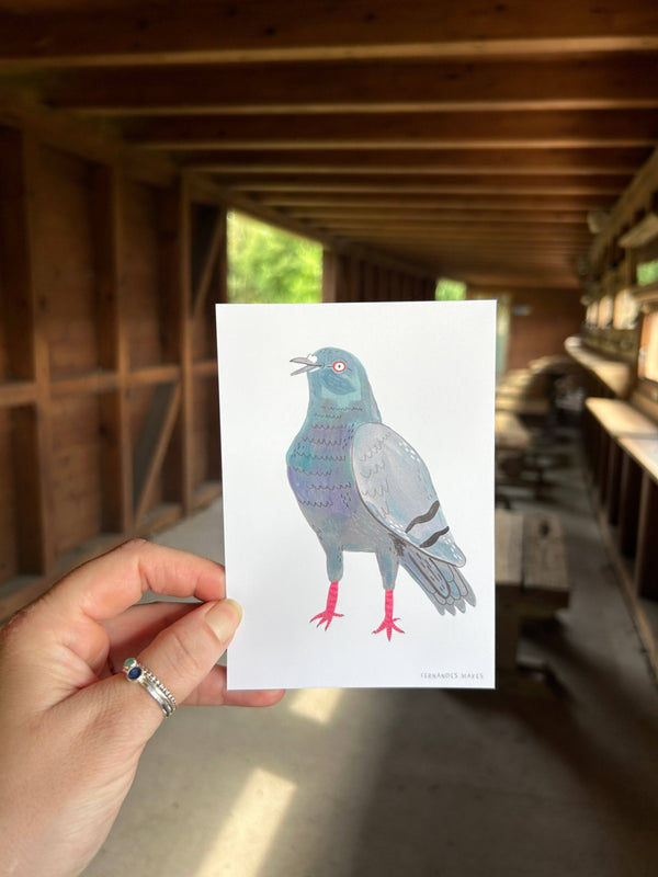 Fernandes Makes - Happy Standing Pigeon Postcard