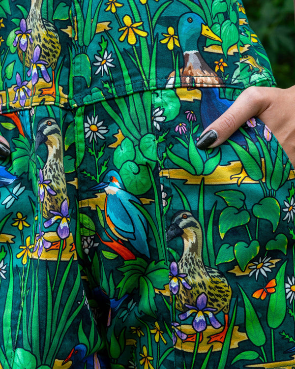 Rebel Romance - RESTOCK PRE ORDER - Rebel Romance Pond Birds Stretch Dungarees
