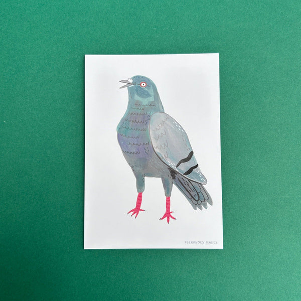 Fernandes Makes - Happy Standing Pigeon Postcard