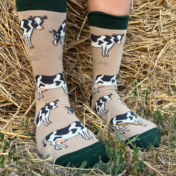 Bare Kind Socks - Cow Socks | Bamboo Socks | Beige Socks | Farm Socks