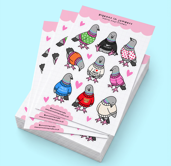 Emm's Little Studio - Pigeons In Jumpers Sticker Sheet