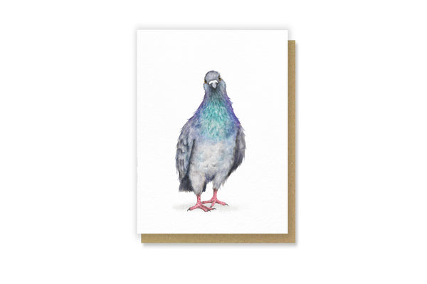 Citrus Bunn - Ferel Pigeon - Mini Watercolour Bird Greetings Card