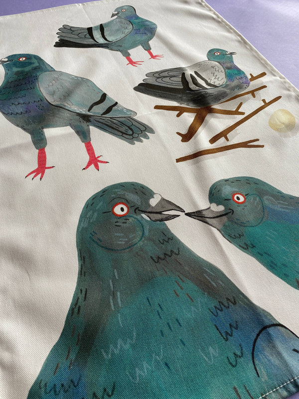 Fernandes Makes - Pigeon Pals / 100% cotton tea towel / 78cm by 47cm
