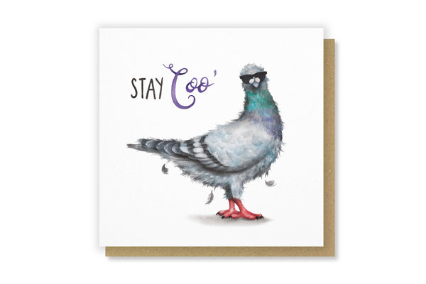 Citrus Bunn - Stay Coo - Funny Pigeon Pun Greetings Card