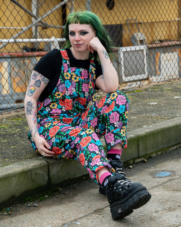 Rebel Romance - Rebel Romance Tattoo Floral Stretch Dungarees 