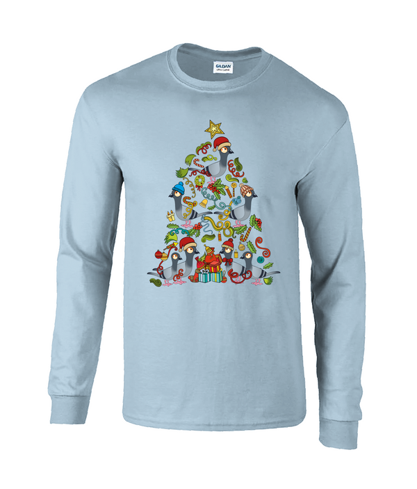 Christmas Tree Pigeons Long Sleeve Adults unisex T-shirt