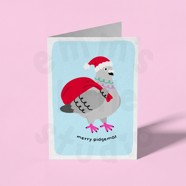 Emm's Little Studio - Merry Pidgemas Pigeon Christmas Card