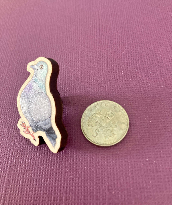 RatBeanKat - Little pigeon wooden pin badge
