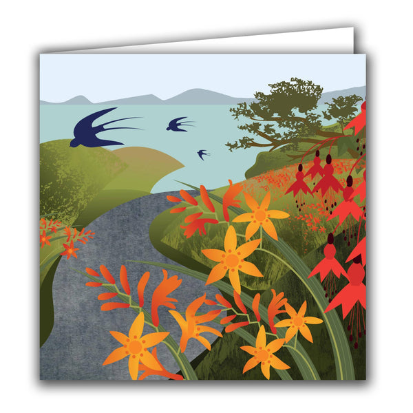 Silver Birch Cards - Blank Greeting Card - 'Swallows by the Sea'